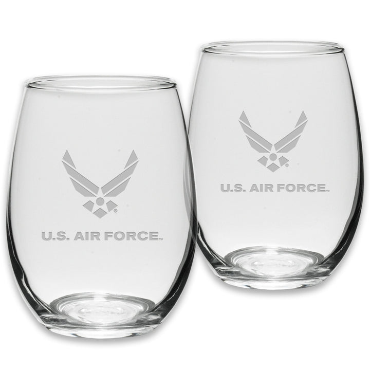 Air Force Wings Set of Two 21oz Stemless Wine Glasses (Clear)*