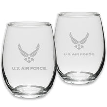 Load image into Gallery viewer, Air Force Wings Set of Two 21oz Stemless Wine Glasses (Clear)*