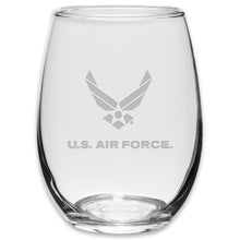 Load image into Gallery viewer, Air Force Wings Set of Two 21oz Stemless Wine Glasses (Clear)*