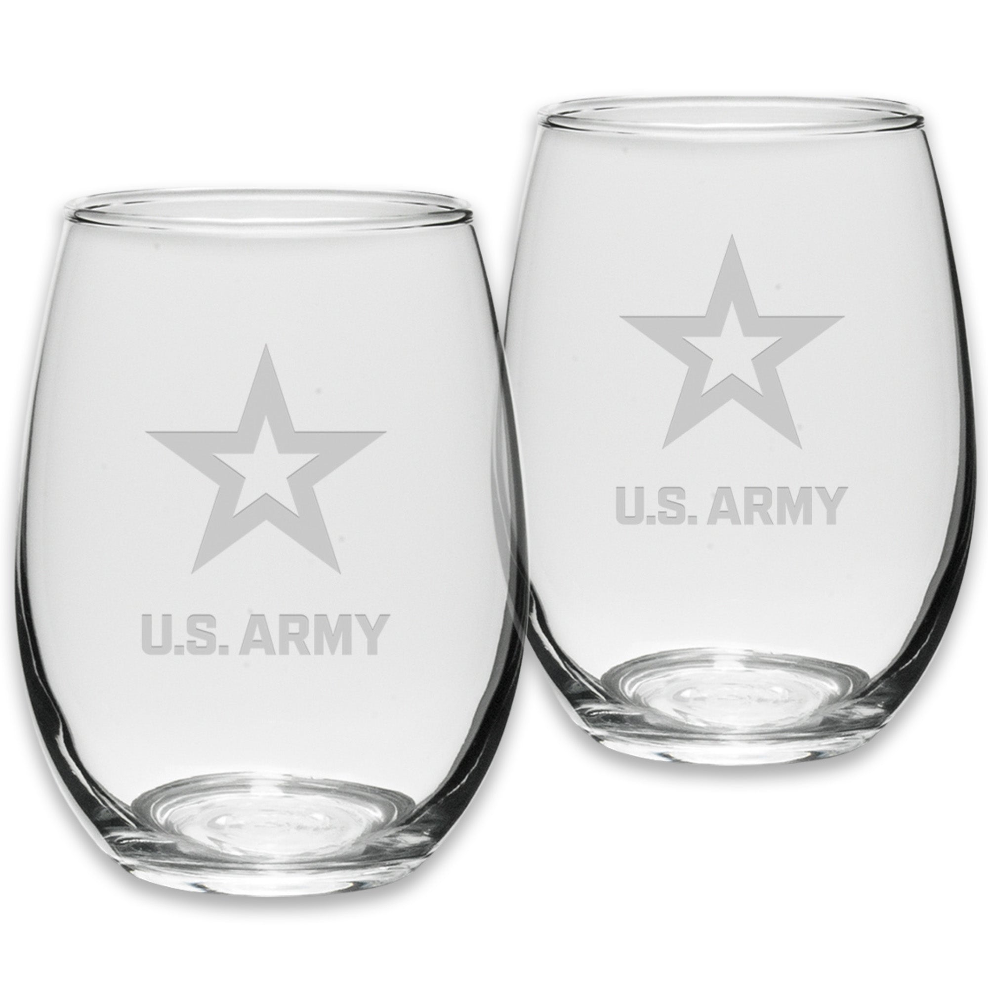 Army Star Set of Two 21oz Stemless Wine Glasses (Clear)*