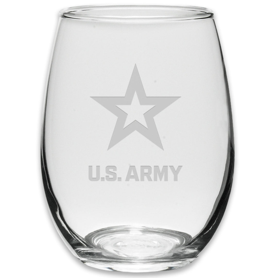 Army Star Set of Two 21oz Stemless Wine Glasses (Clear)*