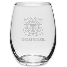 Load image into Gallery viewer, Coast Guard Seal Set of Two 21oz Stemless Wine Glasses (Clear)