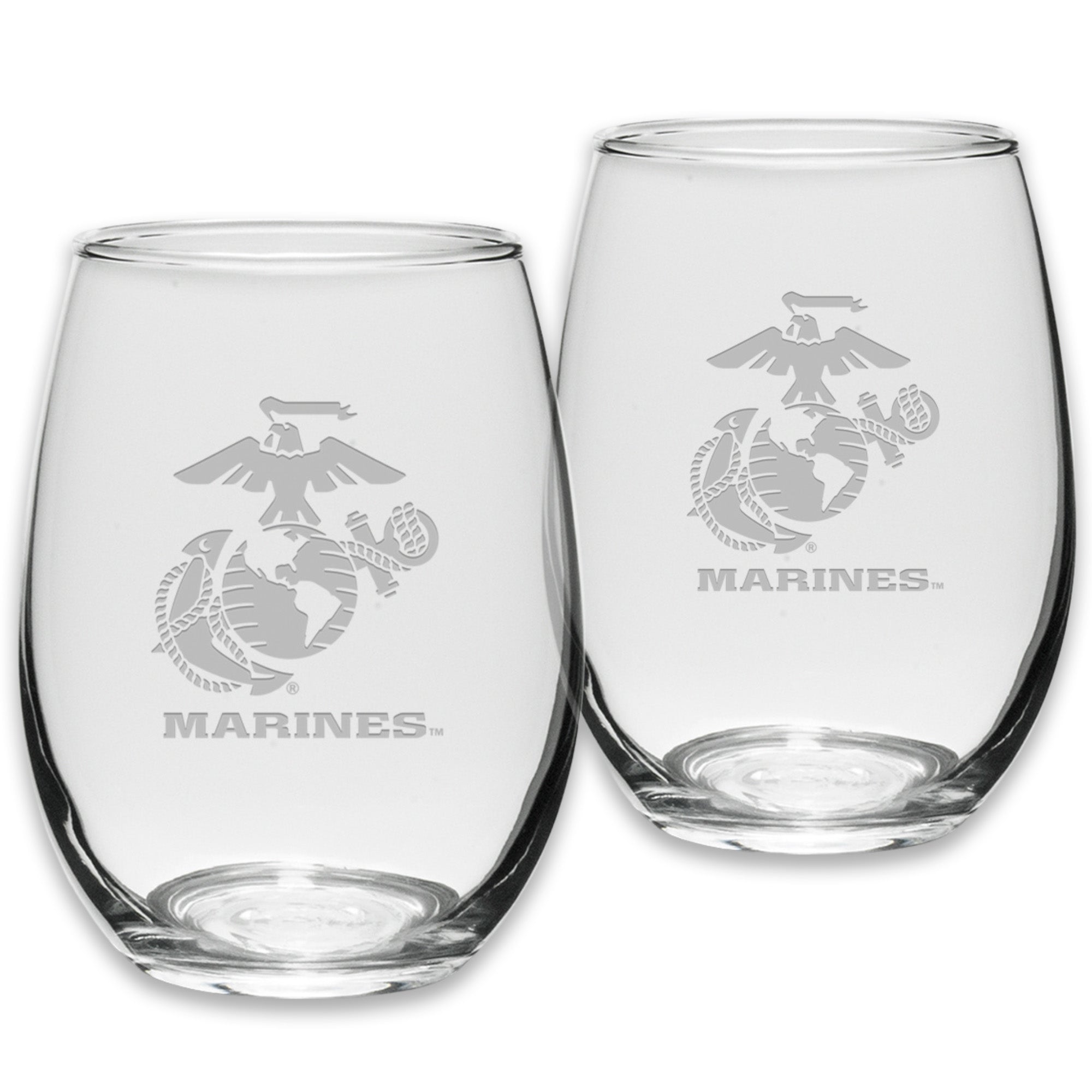 Marines EGA Set of Two 21oz Stemless Wine Glasses (Clear)*