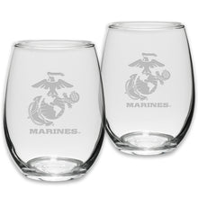 Load image into Gallery viewer, Marines EGA Set of Two 21oz Stemless Wine Glasses (Clear)*