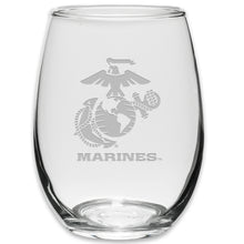 Load image into Gallery viewer, Marines EGA Set of Two 21oz Stemless Wine Glasses (Clear)