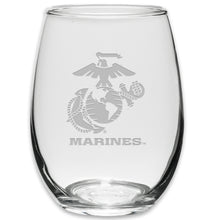 Load image into Gallery viewer, Marines EGA Set of Two 21oz Stemless Wine Glasses (Clear)*