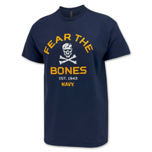 Load image into Gallery viewer, Navy Fear The Bones T-Shirt (Navy)