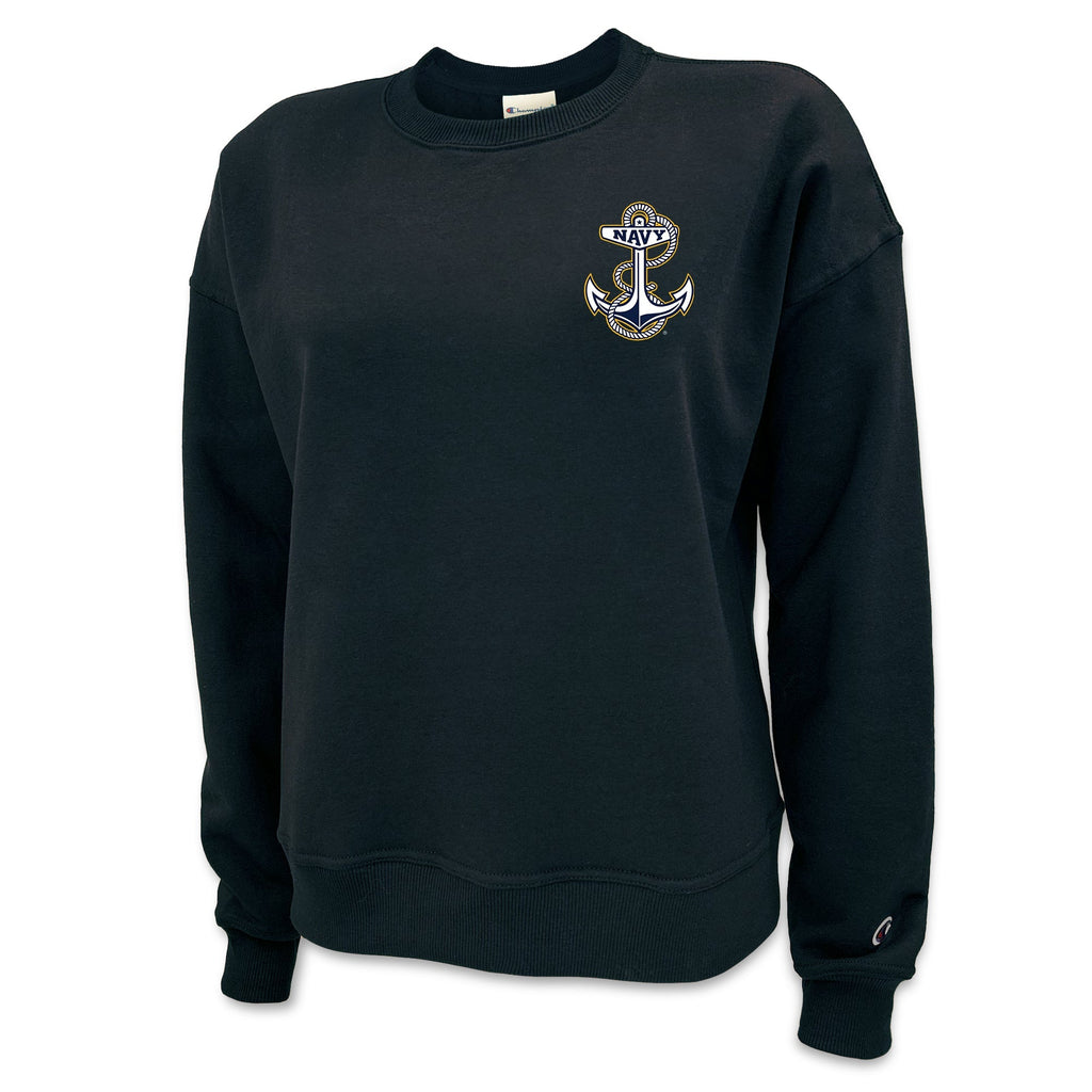 Pick Your Design Navy Champion Ladies Crewneck Sweatshirt (Black)