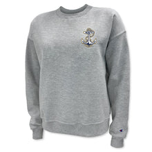 Load image into Gallery viewer, Pick Your Design Navy Champion Ladies Crewneck Sweatshirt (Grey)