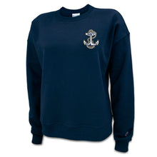 Load image into Gallery viewer, Navy Anchor Ladies Champion Crewneck