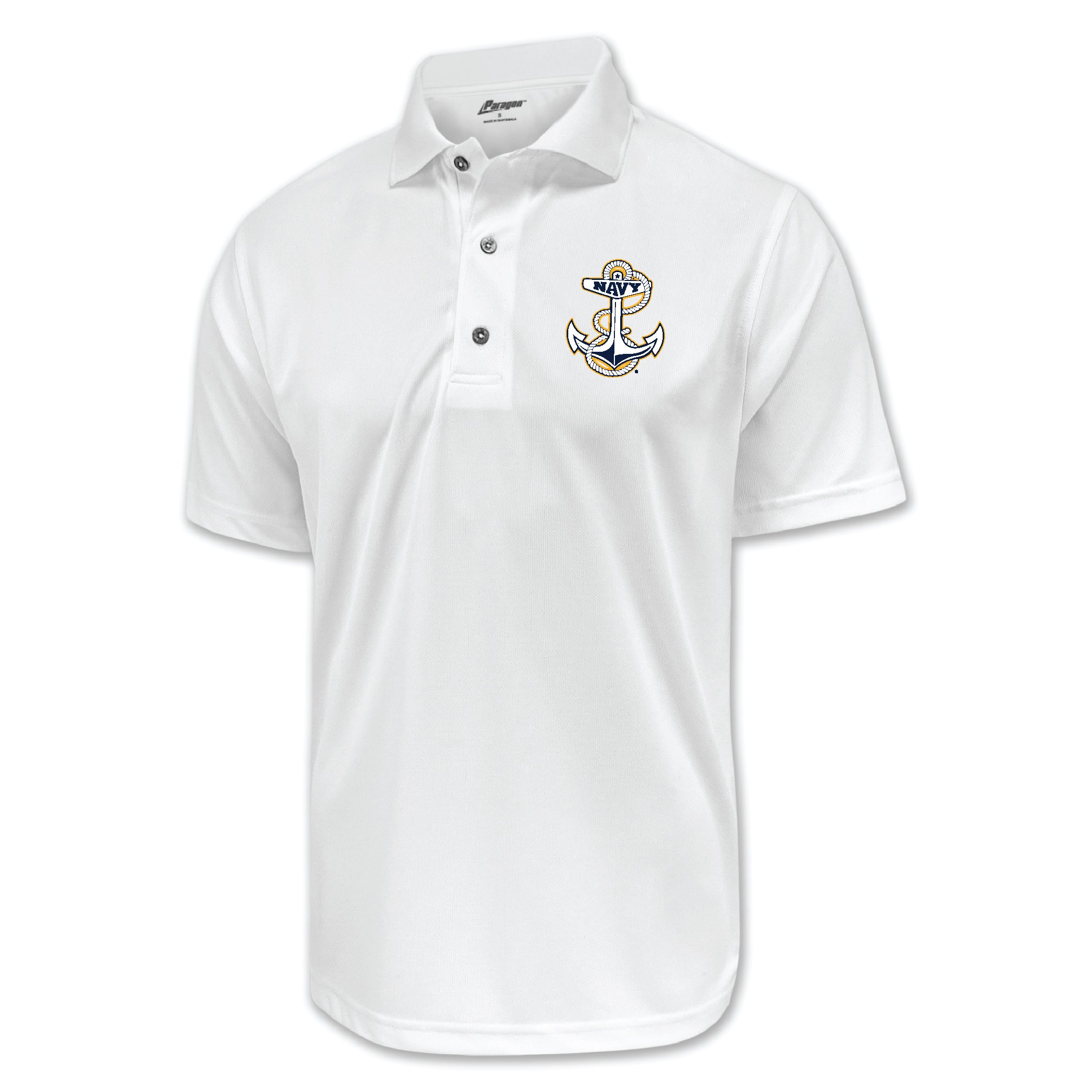 Pick Your Design Navy Performance Polo (White)