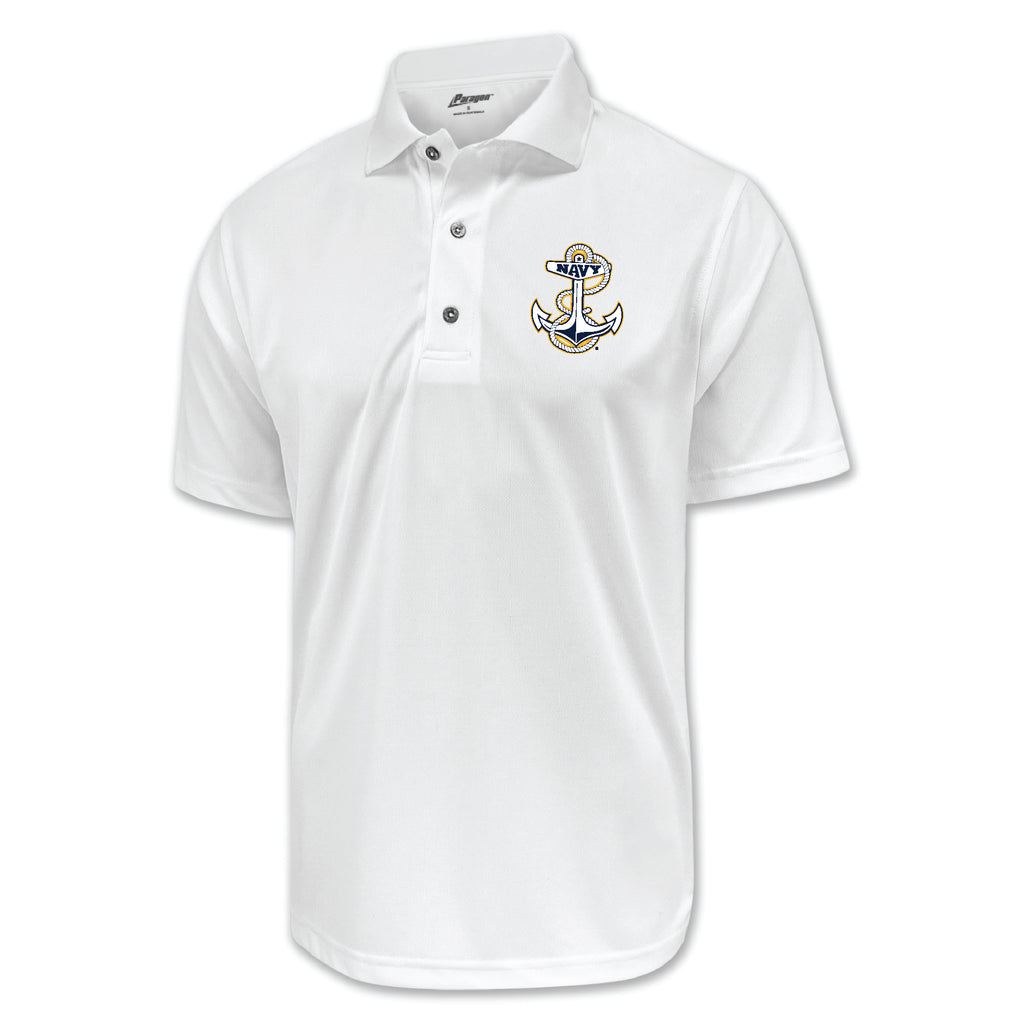 Pick Your Design Navy Performance Polo (White)