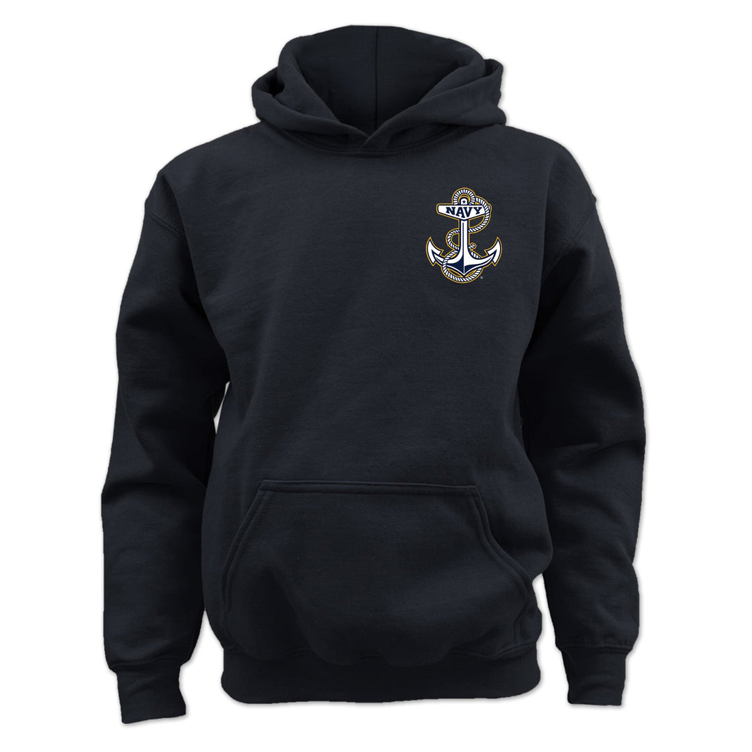 Navy Anchor Youth Left Chest Hood