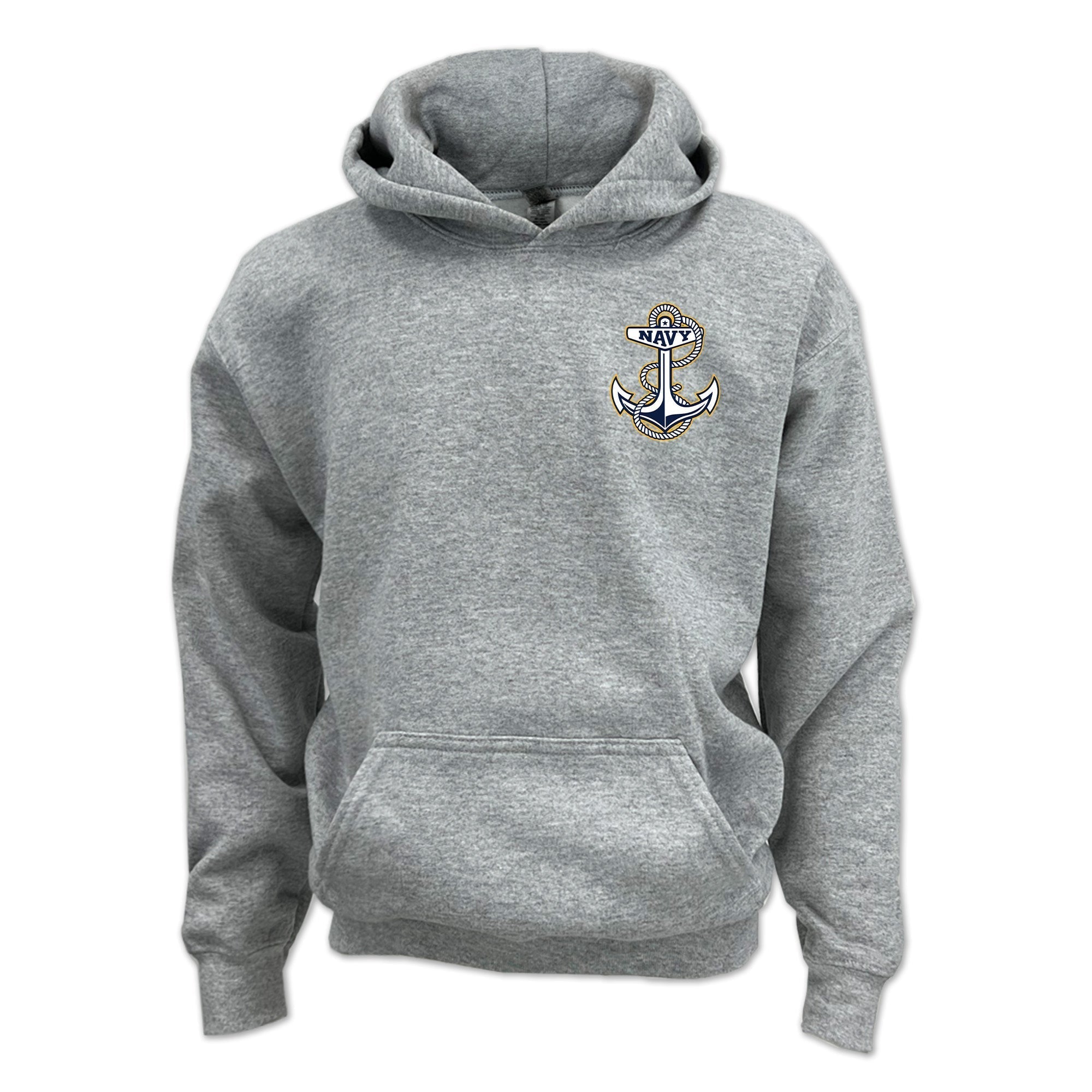 Pick Your Design Navy Youth Hooded Sweatshirt (Grey)