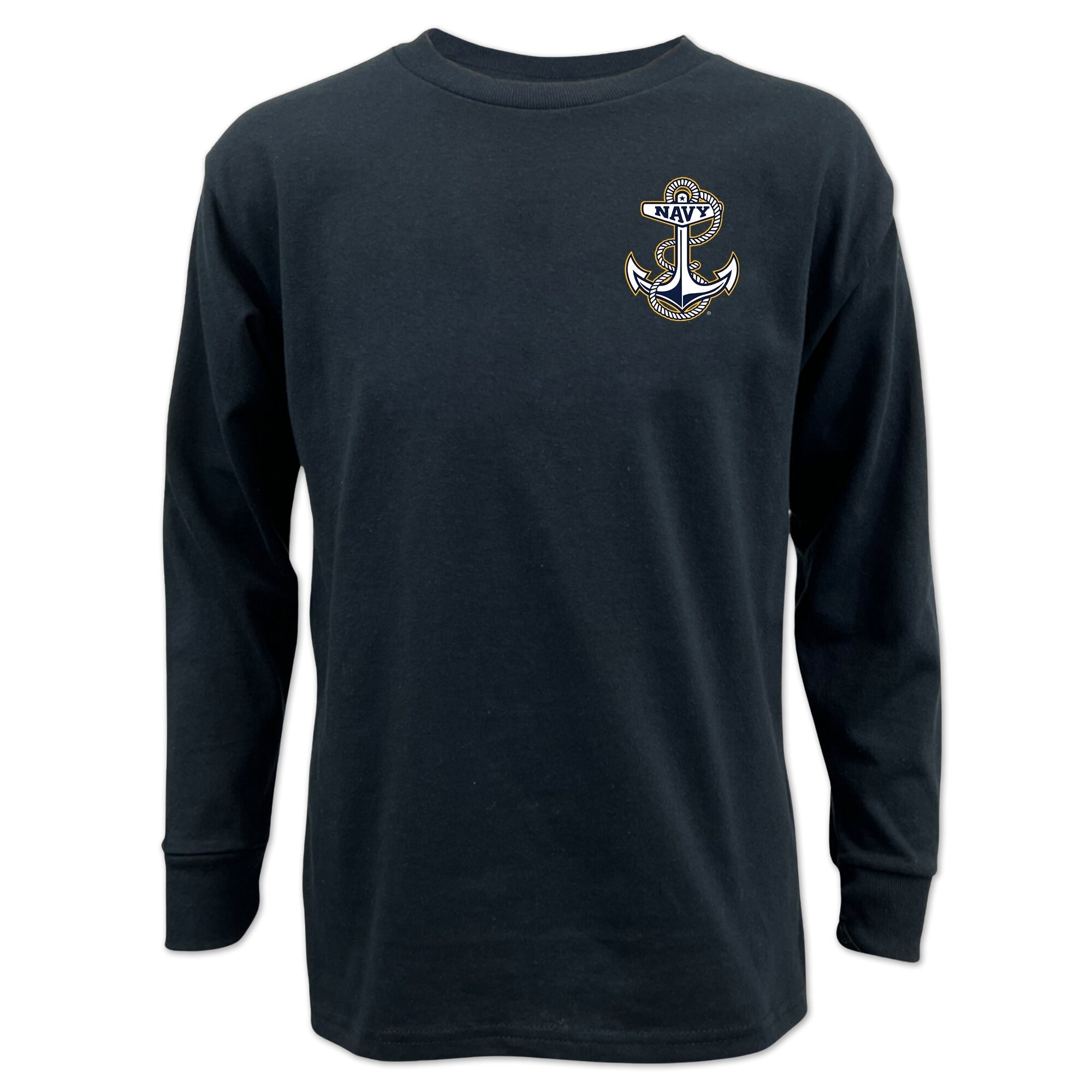 Pick Your Design Navy Youth Long Sleeve T-Shirt (Black)