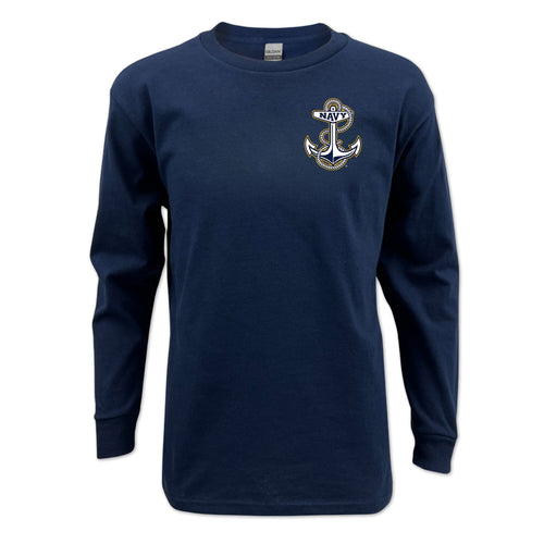 Pick Your Design Navy Youth Long Sleeve T-Shirt (Navy)