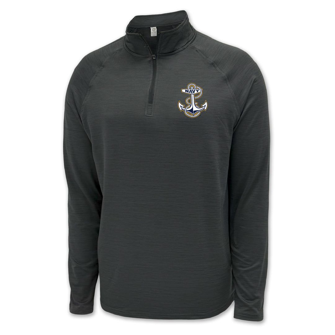 Navy Anchor Logo Performance 1/4 Zip (Charcoal)