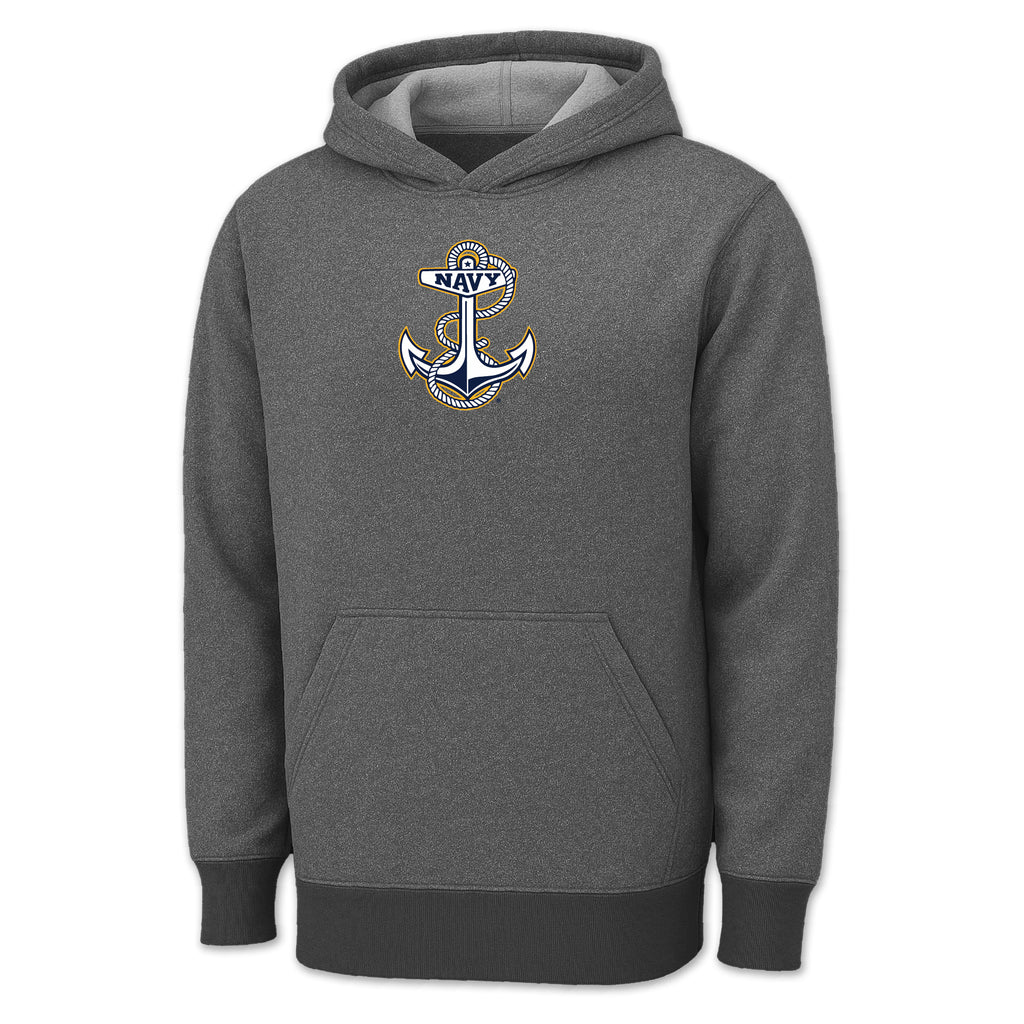 Navy Anchor Center Chest Performance Hood (grey)