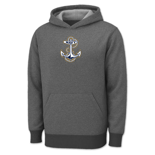 Navy Anchor Center Chest Performance Hood (grey)