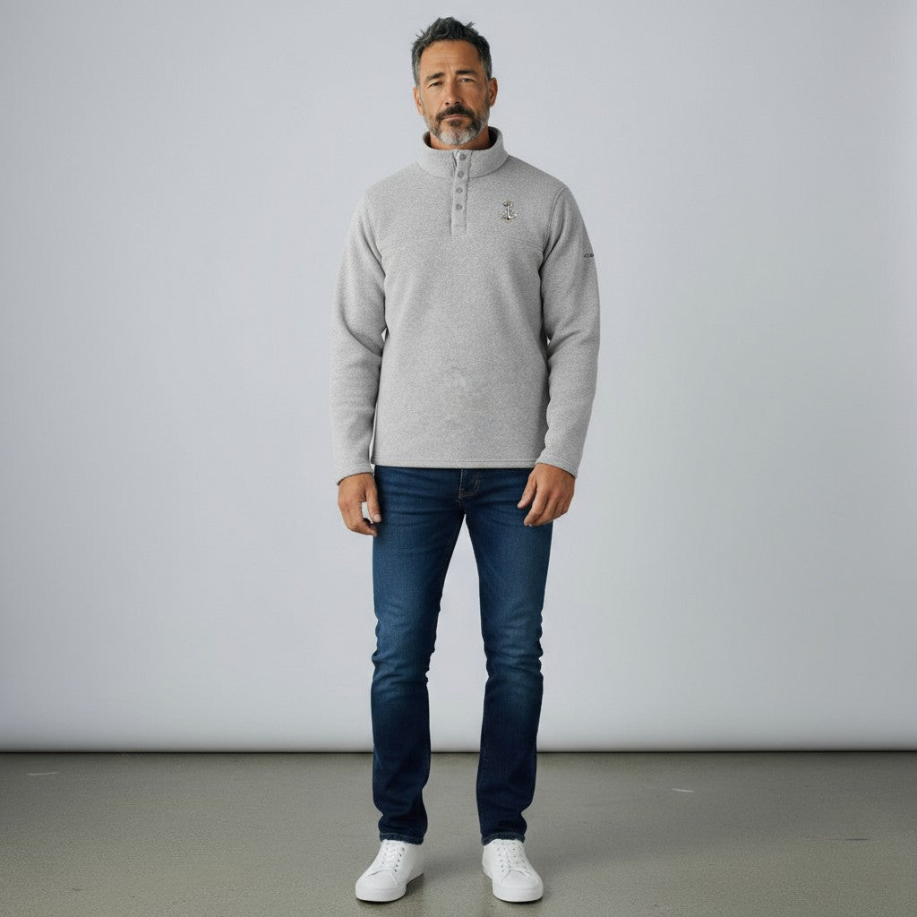 Navy Anchor Columbia Alto Pass Half Snap Pullover (Grey)*