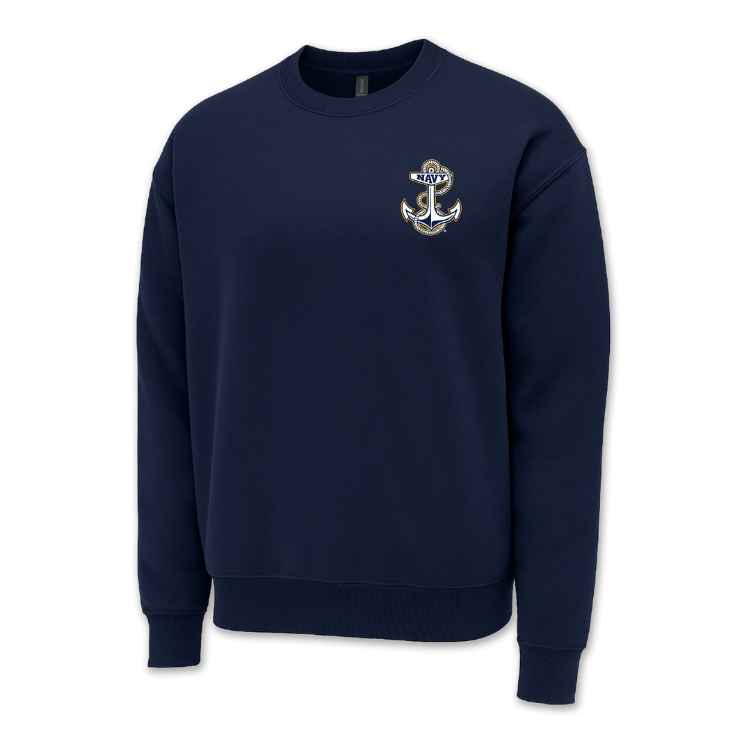 Navy Anchor Logo Crewneck
