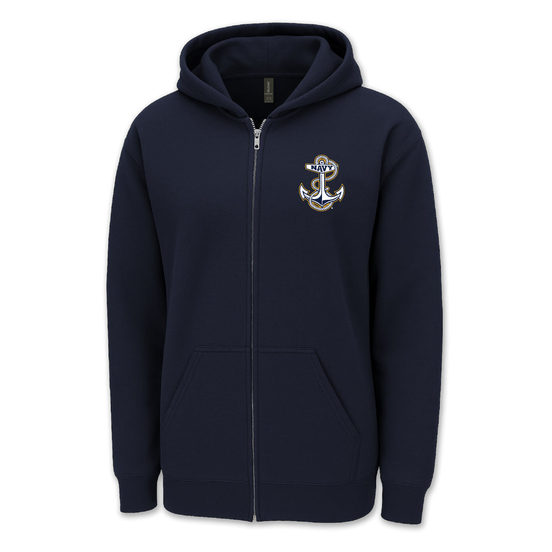 Navy Anchor Logo Full Zip