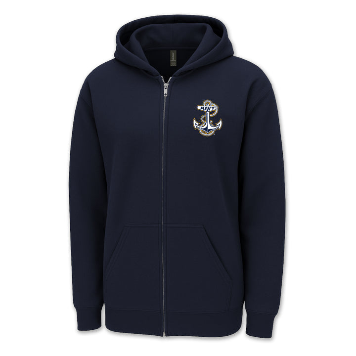 Navy Anchor Logo Full Zip