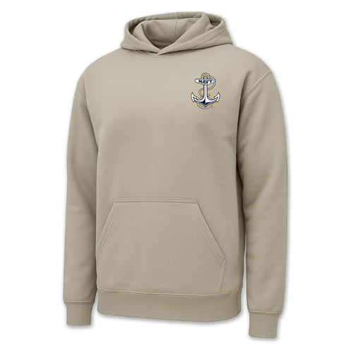 Pick Your Design Navy Hooded Sweatshirt (Tan)