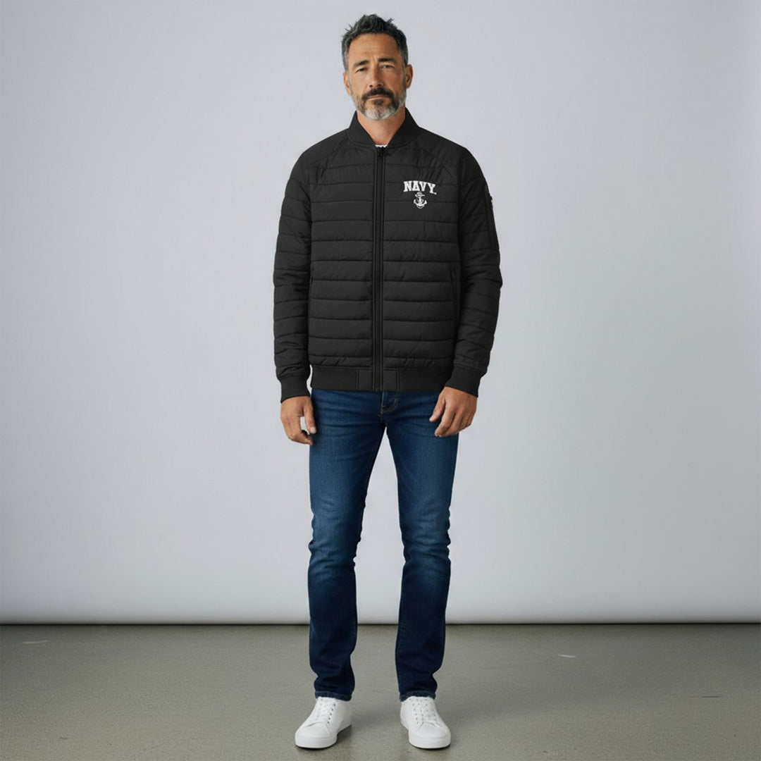 Navy Anchor Paradox Polyloft Bomber Jacket (Black)