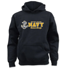 Load image into Gallery viewer, Navy Anchors Aweigh Chest Print Youth Hood