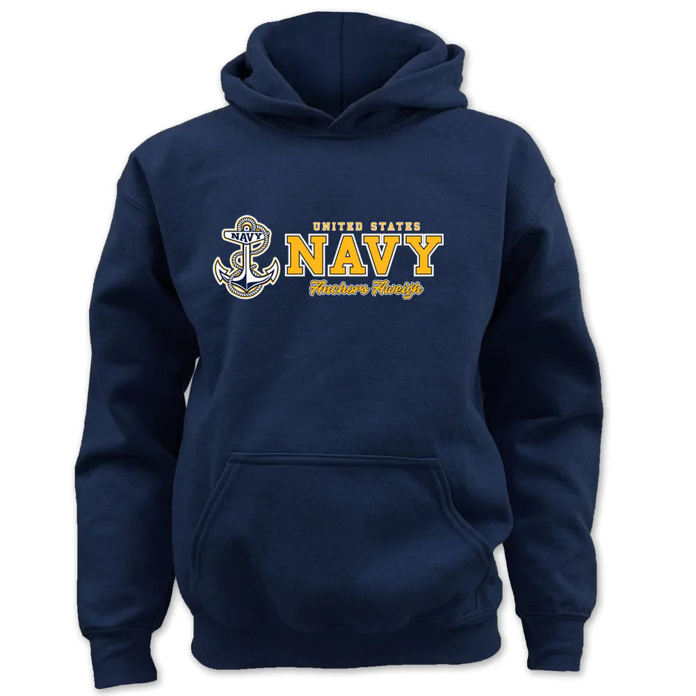 Pick Your Design Navy Youth Hooded Sweatshirt (Navy)