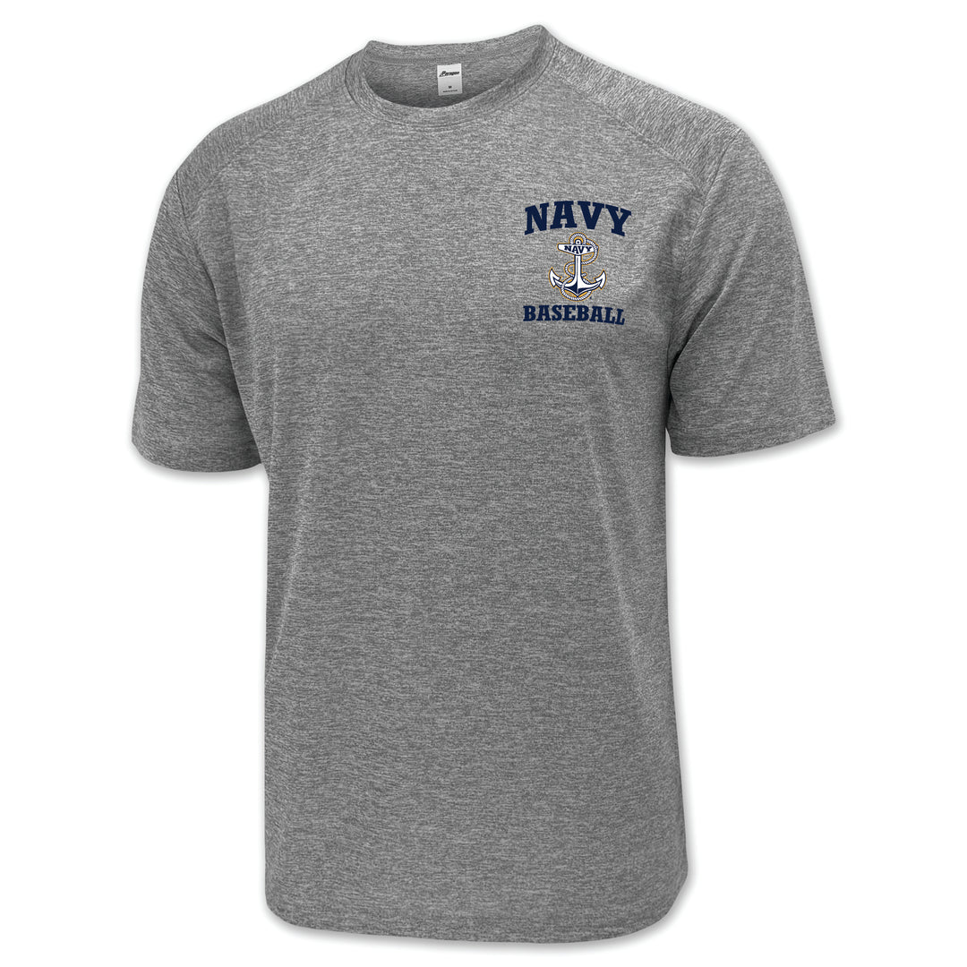 Navy Anchor Baseball Performance T-Shirt (Grey)
