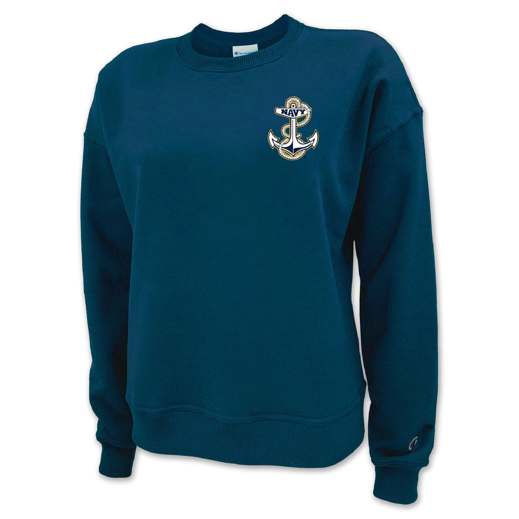Pick Your Design Navy Champion Ladies Crewneck Sweatshirt (Navy)