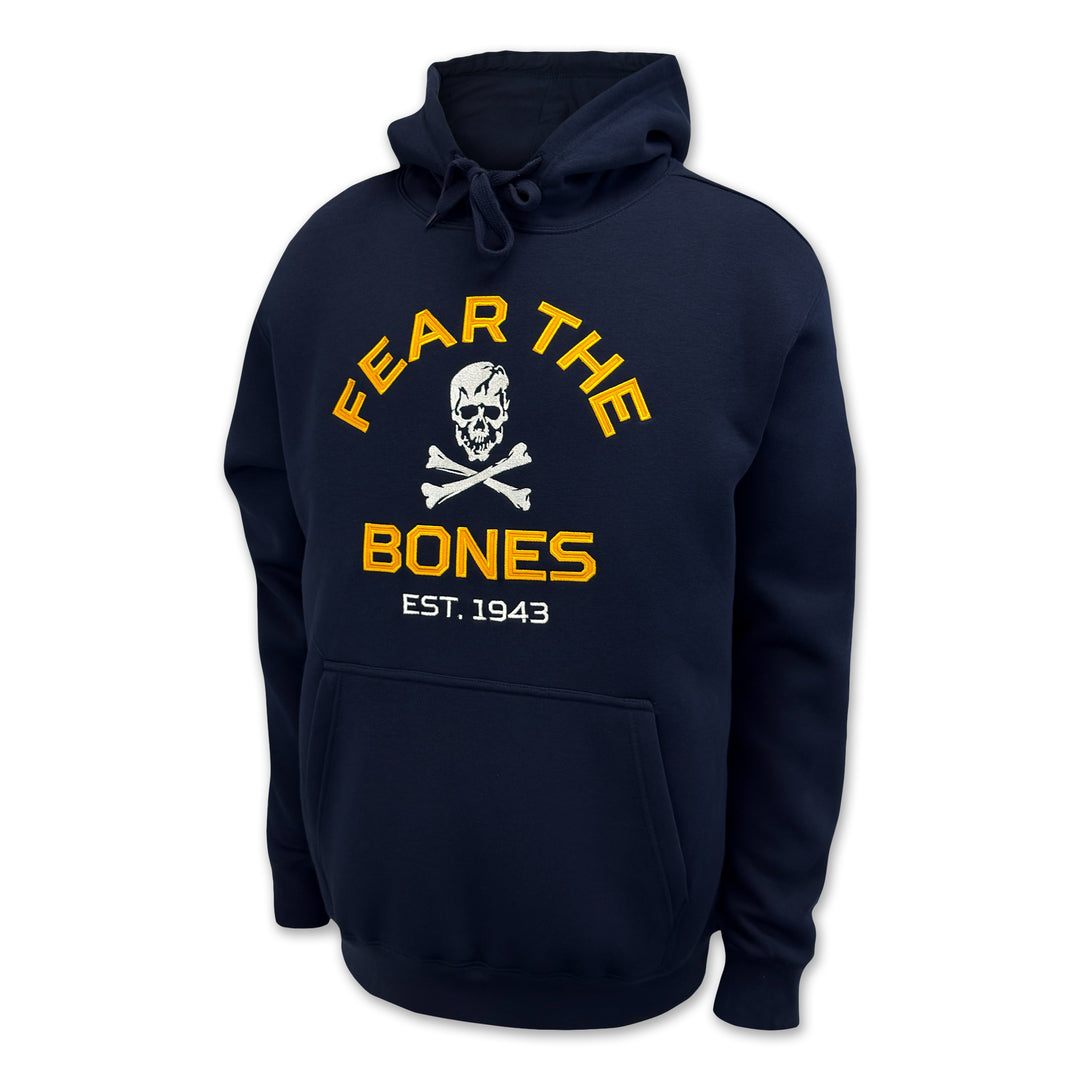 Navy Fear The Bones Tackle Twill Embroidered Fleece Hood (Navy)