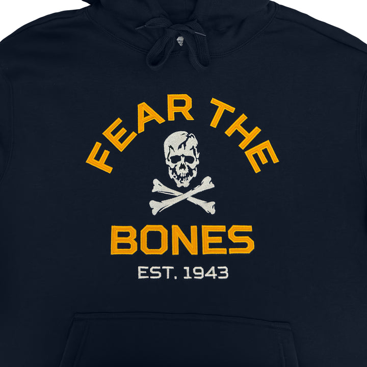 Navy Fear The Bones Tackle Twill Embroidered Fleece Hood (Navy)