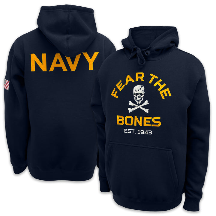 Navy Fear The Bones Tackle Twill Embroidered Fleece Hood (Navy)