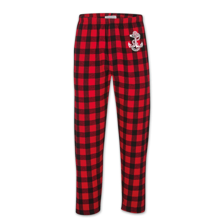 Navy Anchor Buffalo Check Flannel Pants