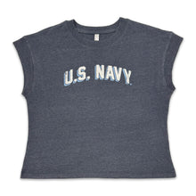 Load image into Gallery viewer, Navy Ladies Distressed Arch T-Shirt (Washed Navy)