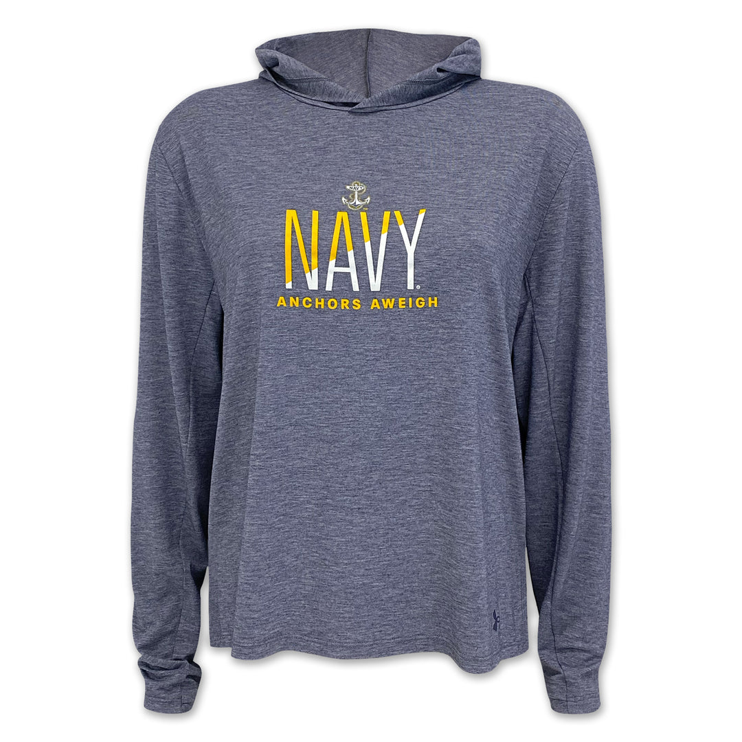 Navy Ladies Under Armour Breezy Hood (Black Heather)