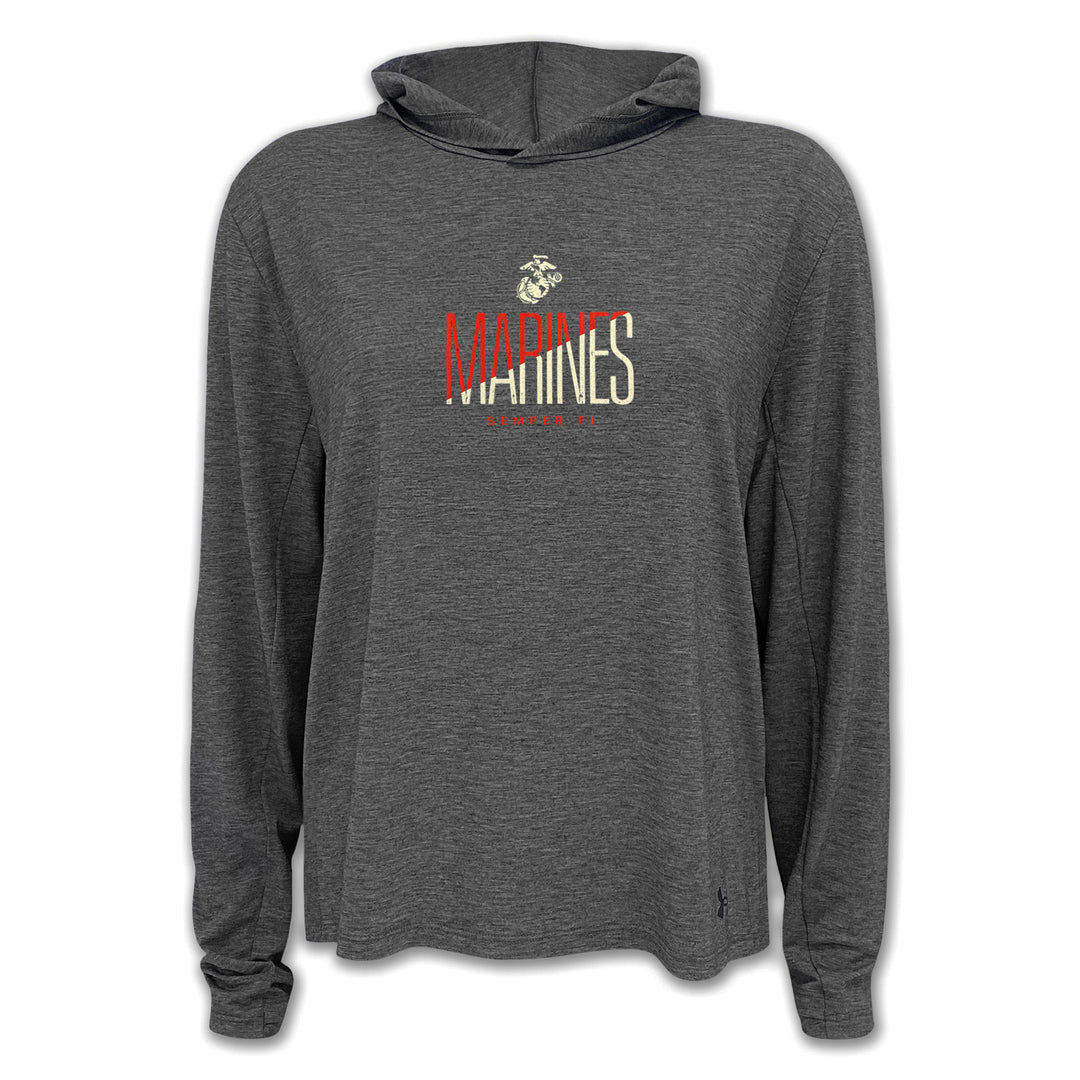 Marines Ladies Under Armour Breezy Hood (Black Heather)