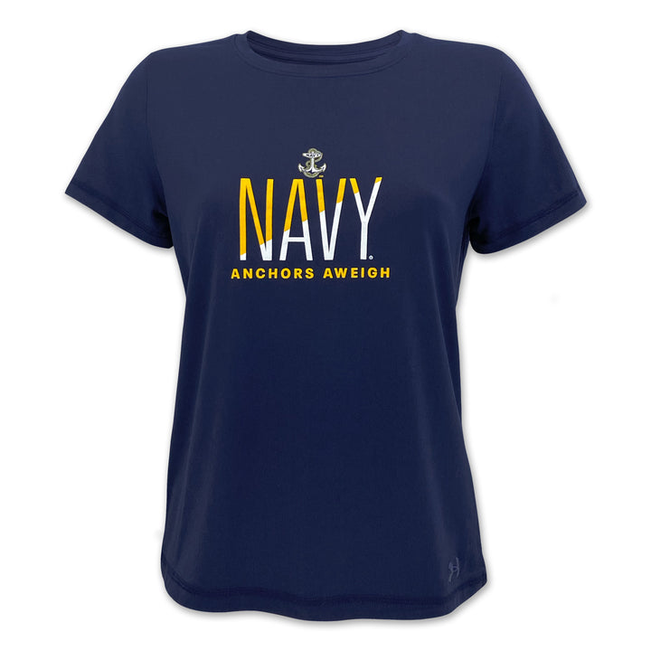 Navy Ladies Under Armour Tech Stretch T-Shirt (Navy)