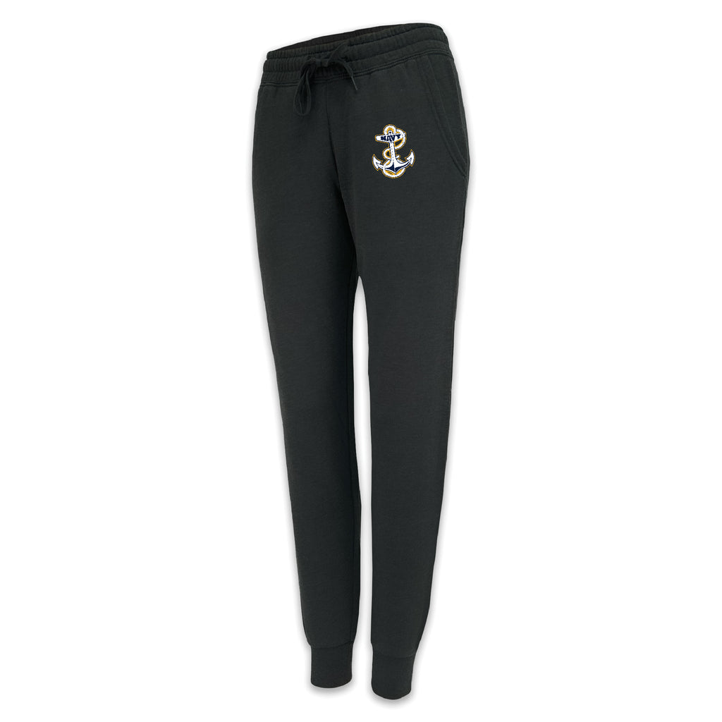 Pick Your Design Navy Ladies Sweatpants (Black)