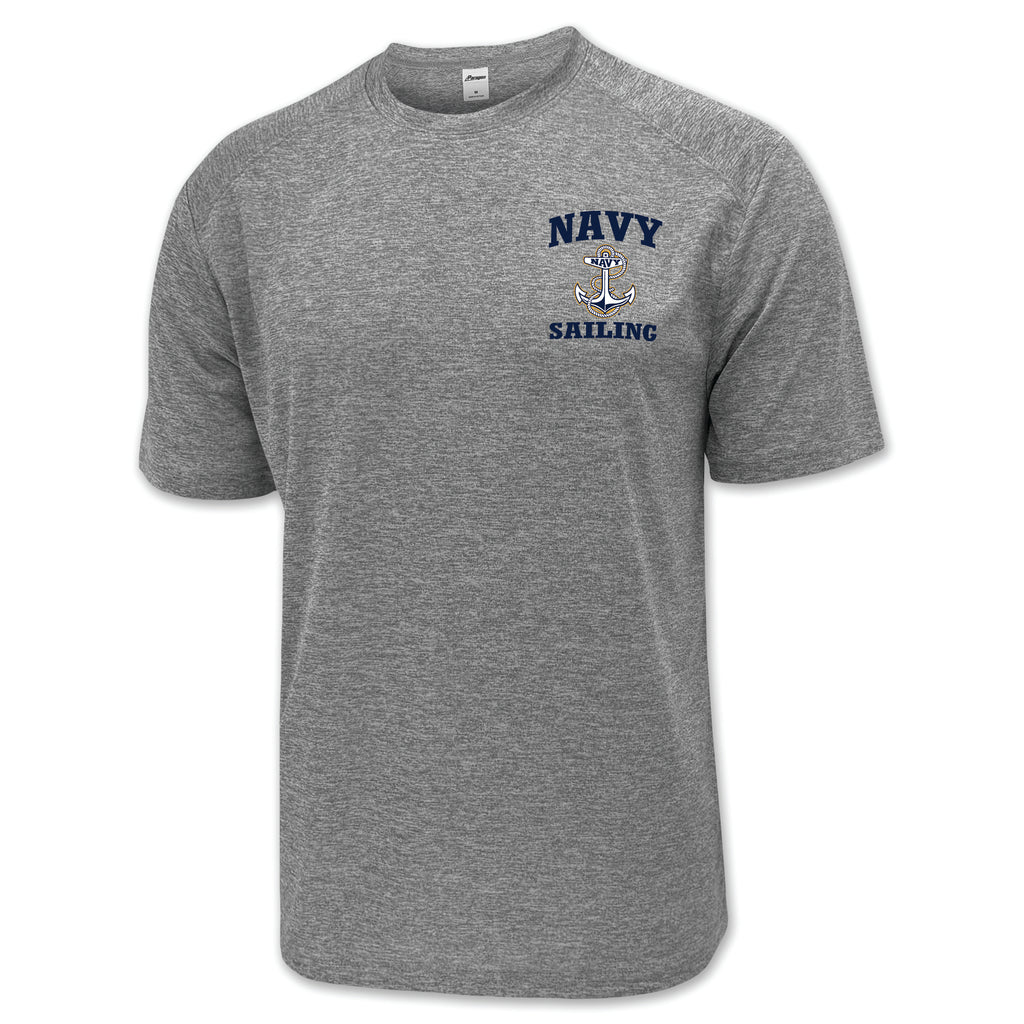 Navy Anchor Sailing Performance T-Shirt (Grey)