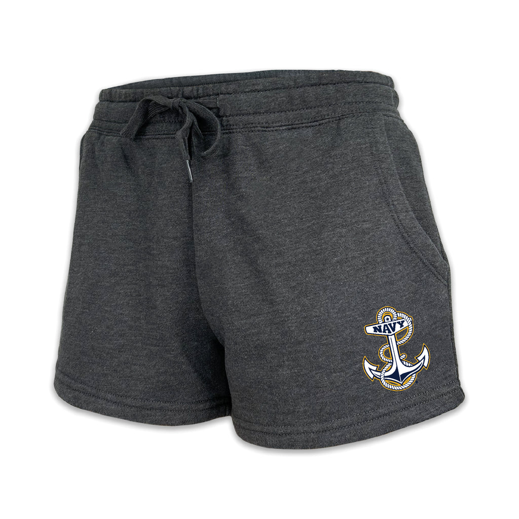 Pick Your Design Navy Ladies Fleece Shorts (Grey)
