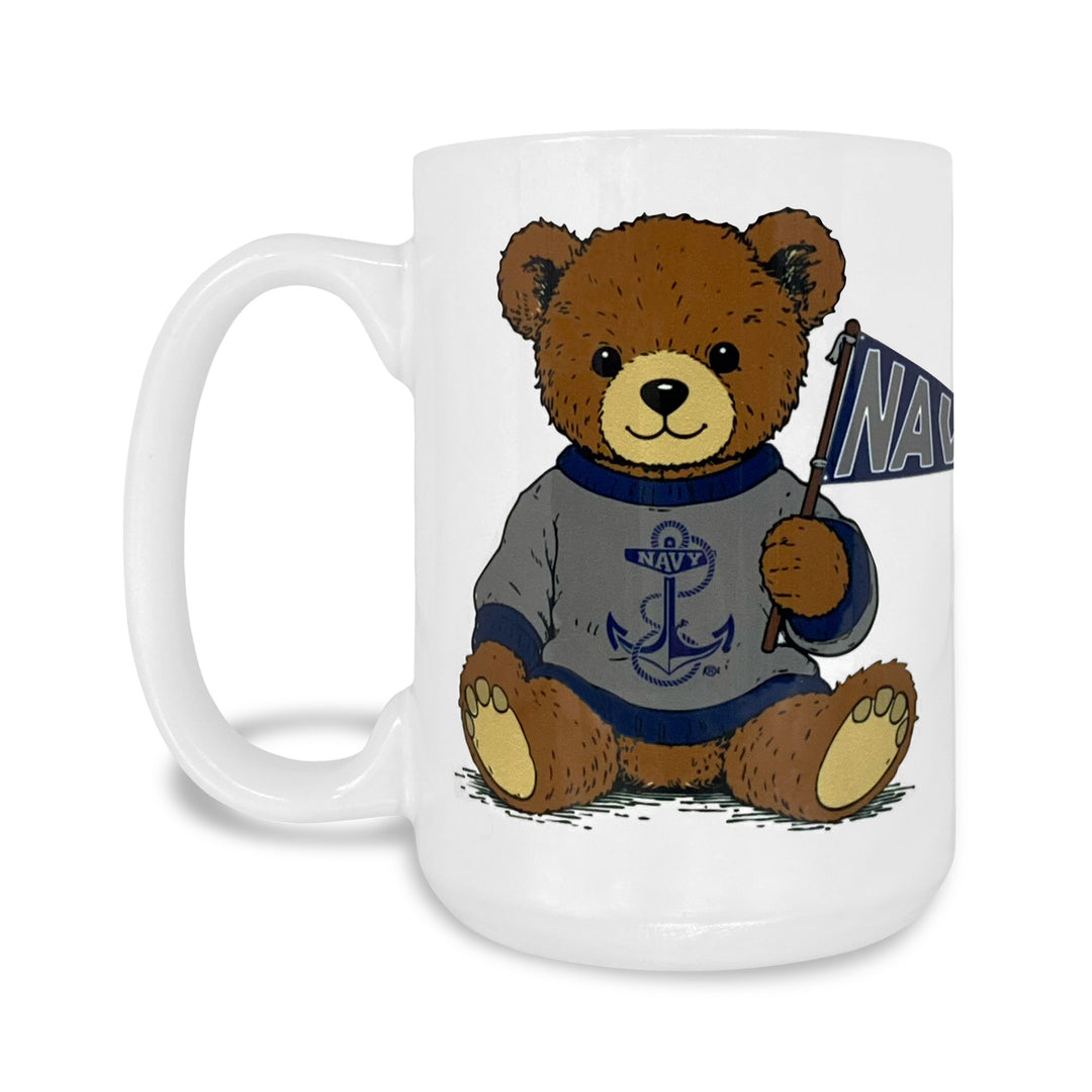 Navy Teddy Bear 15oz Mug (White)