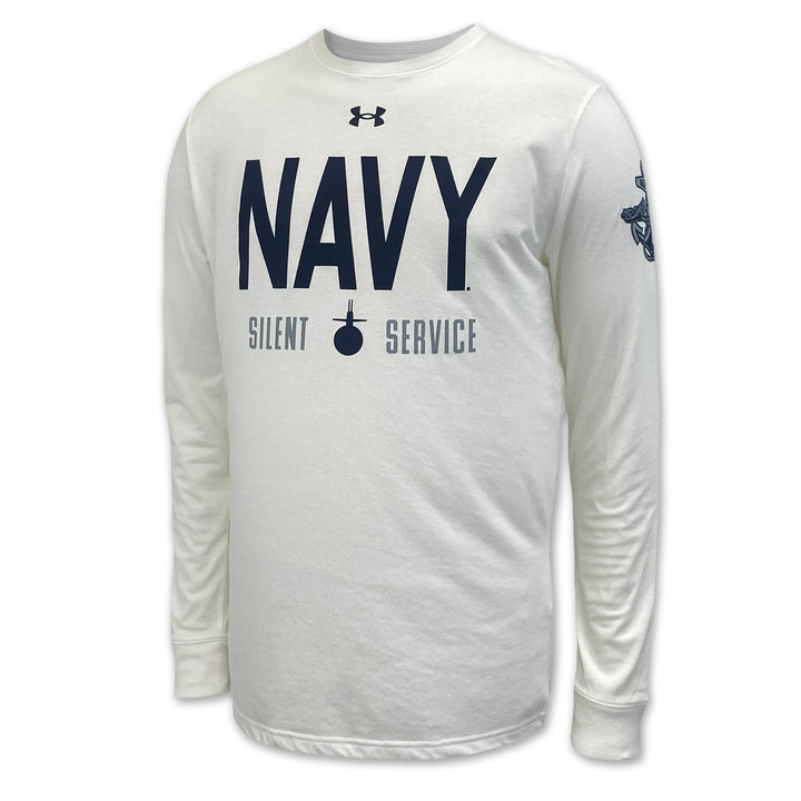Navy Under Armour Silent Service Tech Long Sleeve T-Shirt (White)