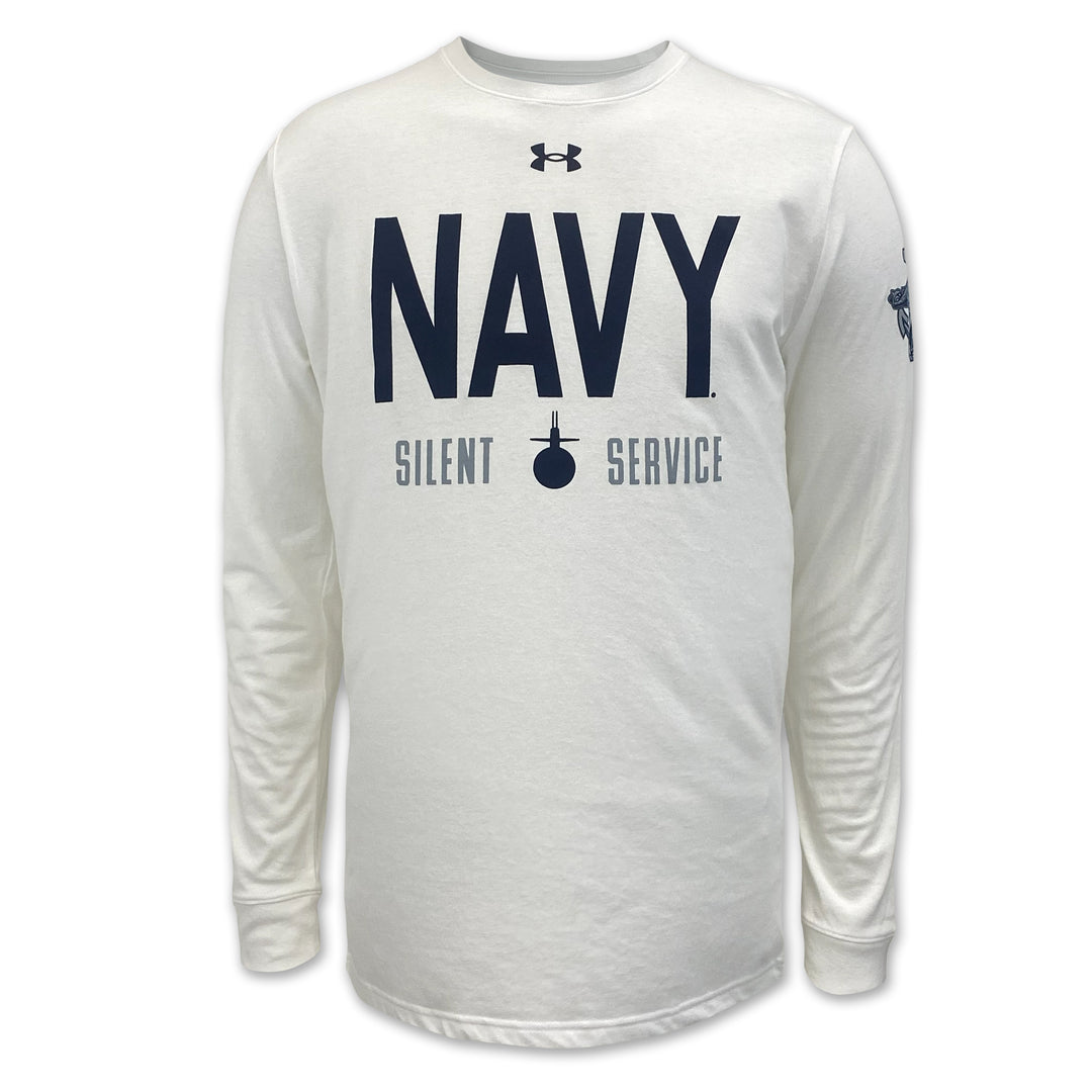 Navy Under Armour Silent Service Tech Long Sleeve T-Shirt (White)