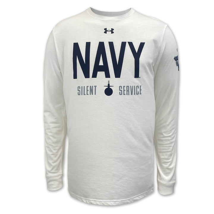 Navy Under Armour Silent Service Tech Long Sleeve T-Shirt (White)