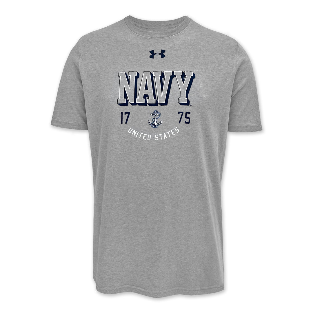 Navy Under Armour 1775 Performance Cotton T-Shirt (Grey)