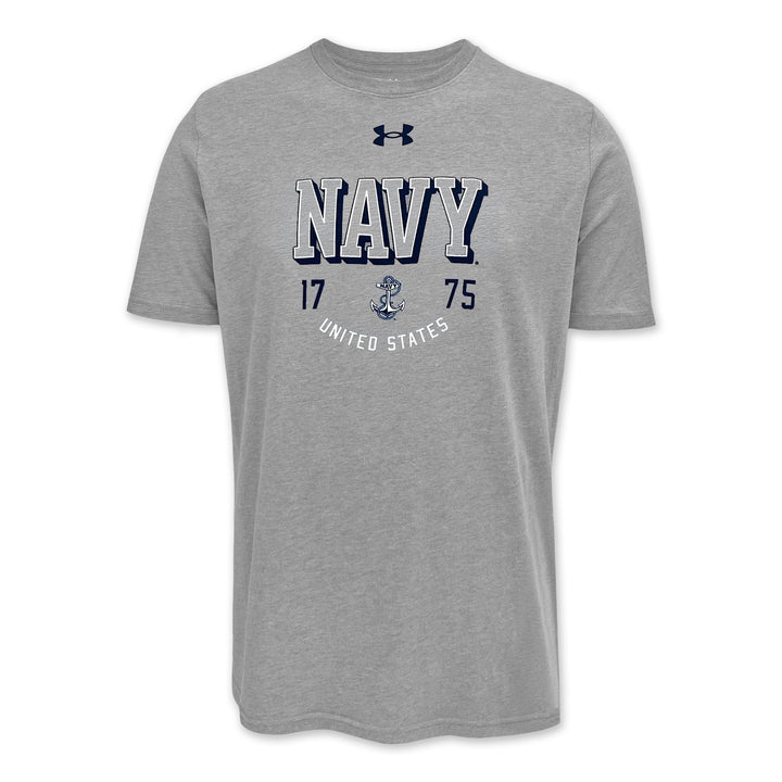 Navy Under Armour 1775 Performance Cotton T-Shirt (Grey)